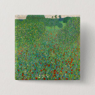 Bóton Quadrado 5.08cm Gustav Klimt - Campo Poppy