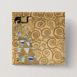 Bóton Quadrado 5.08cm Gustav Klimt - Expectativa, Frieze Stoclet