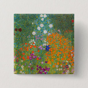 Bóton Quadrado 5.08cm Gustav Klimt - Jardim de Flores