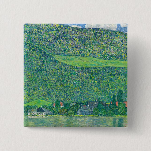 Bóton Quadrado 5.08cm Gustav Klimt - Litzlberg am Attersee (Frente)
