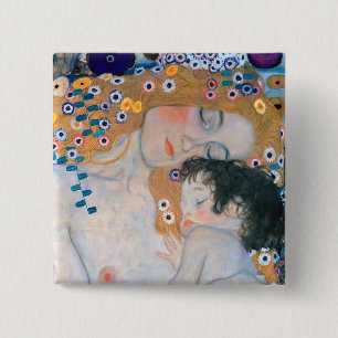 Bóton Quadrado 5.08cm Gustav Klimt - Mãe e Filho