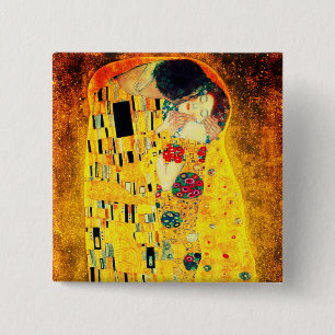 Bóton Quadrado 5.08cm Gustav Klimt O Beijo