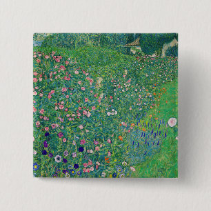 Bóton Quadrado 5.08cm Gustav Klimt - Paisagem do Jardim Italiano