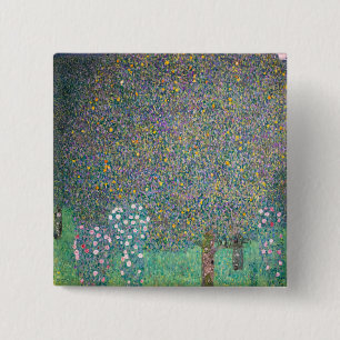 Bóton Quadrado 5.08cm Gustav Klimt - Rosebushes debaixo das Árvores