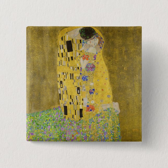 Bóton Quadrado 5.08cm Gustav Klimt - The Biss (Frente)