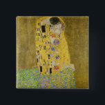 Bóton Quadrado 5.08cm Gustav Klimt - The Biss<br><div class="desc">Kuss Beijo/Der - Gustav Klimt em 1907-1908</div>