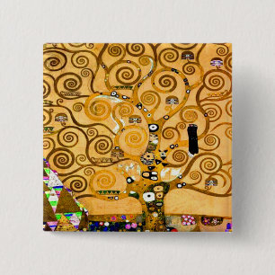 Bóton Quadrado 5.08cm Gustav Klimt Tree of Life