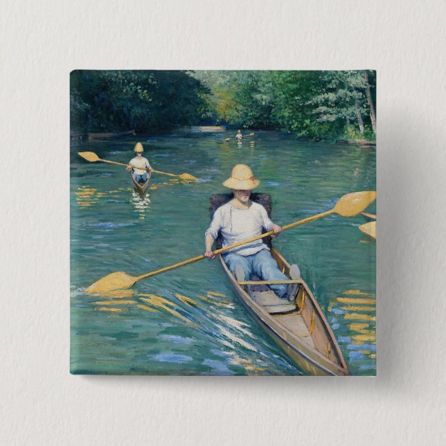 Bóton Quadrado 5.08cm Gustave Caillebotte - Barcos no Yerres (Frente)