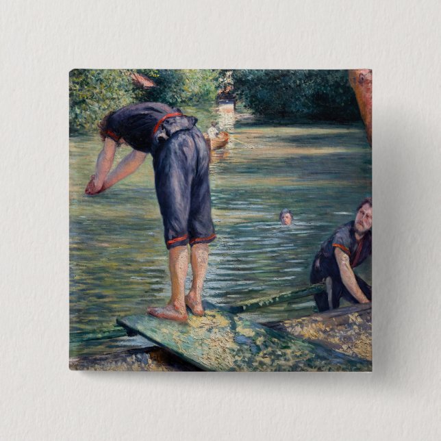 Bóton Quadrado 5.08cm Gustave Caillebotte - Bathers, Banco dos Yerres (Frente)
