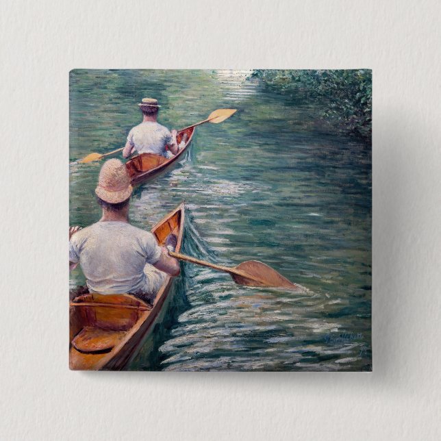 Bóton Quadrado 5.08cm Gustave Caillebotte - Canoas nos Yerres (Frente)