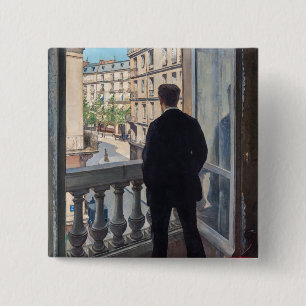 Bóton Quadrado 5.08cm Gustave Caillebotte - Homem na Janela
