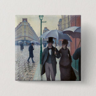 Bóton Quadrado 5.08cm Gustave Caillebotte - Paris Street; Rainy Day