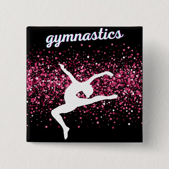 Bóton Quadrado 5.08cm Gymnastics salta como uma relíquia rosa (Frente)