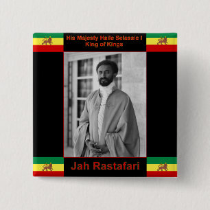 Bóton Quadrado 5.08cm Haile Selassie o leão de Judah, Jah Rastafari