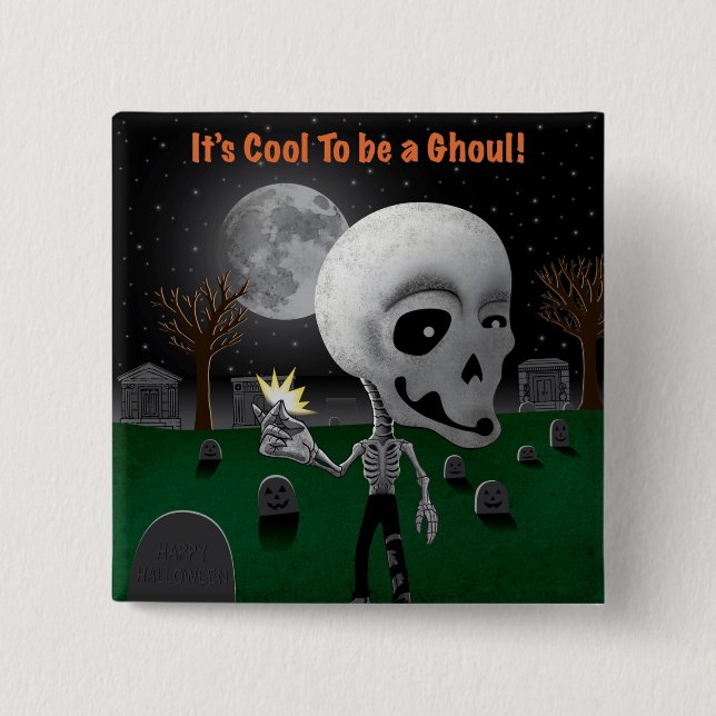 Bóton Quadrado 5.08cm Halloween Ghoul (Frente)