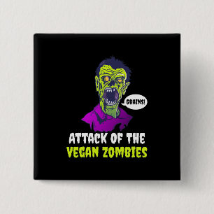 Bóton Quadrado 5.08cm Halloween Gift Ataque Do Vegan