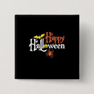 Bóton Quadrado 5.08cm Halloween Happy Halloween Aniversário