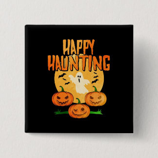 Bóton Quadrado 5.08cm Halloween Happy Haunting
