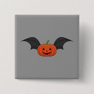 Bóton Quadrado 5.08cm Halloween Pumpkin Bat
