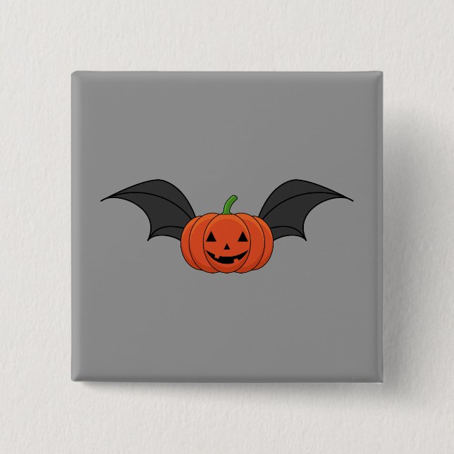 Bóton Quadrado 5.08cm Halloween Pumpkin Bat (Frente)
