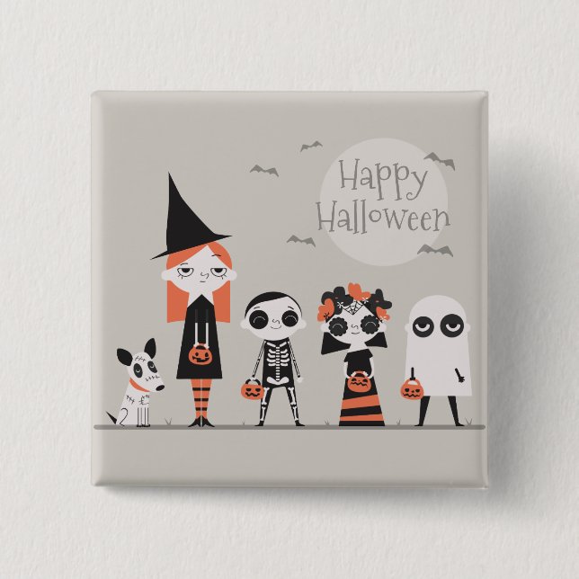 Bóton Quadrado 5.08cm Halloween simples, mas elegante | Botao (Frente)