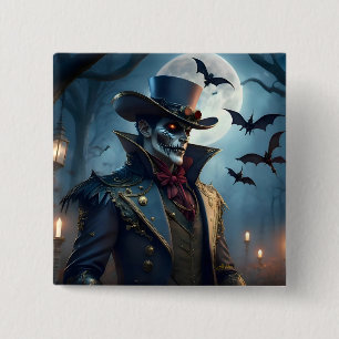 Bóton Quadrado 5.08cm Halloween Steampunk Southern Gentleman Zombie