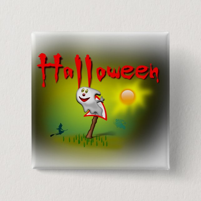 Bóton Quadrado 5.08cm Halloween Sunshine Ghost - (Frente)