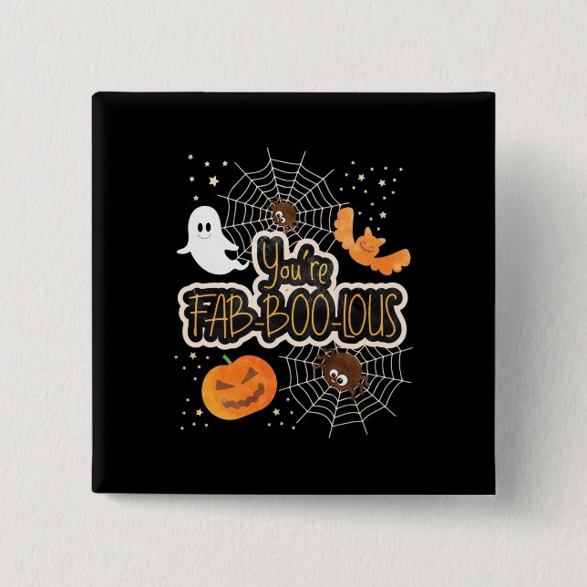 Bóton Quadrado 5.08cm Halloween Você É Fabboolóide (Frente)