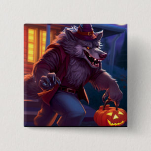 Bóton Quadrado 5.08cm Halloween/werewolf/outono/outono