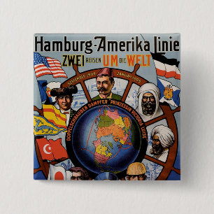 Bóton Quadrado 5.08cm Hamburg Amerika Line Poster