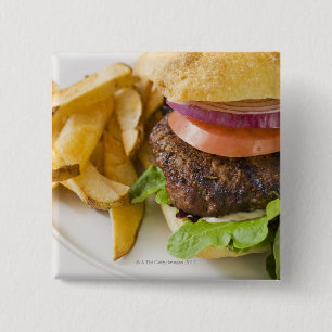 Bóton Quadrado 5.08cm Hamburger e batatas fritas