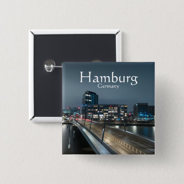 Bóton Quadrado 5.08cm Hamburgo Alemanha (Frente & Verso)