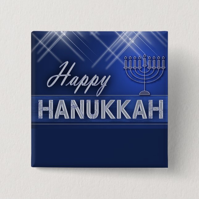 Bóton Quadrado 5.08cm Hanukkah feliz (Frente)