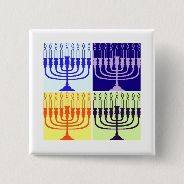 Bóton Quadrado 5.08cm Hanukkah Menorah (Frente)