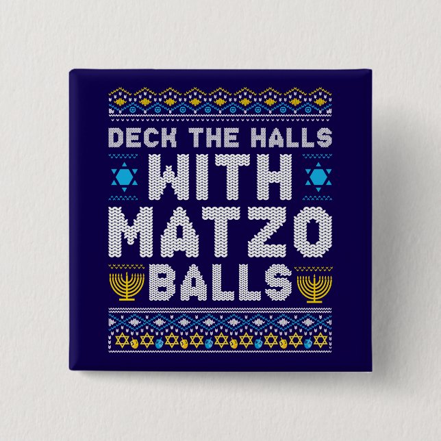 Bóton Quadrado 5.08cm Happy Chrismukkah Jewish Christmas Hanukkah (Frente)