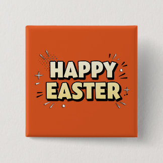 Bóton Quadrado 5.08cm Happy Easter Modern Terracotta Typographic Pin
