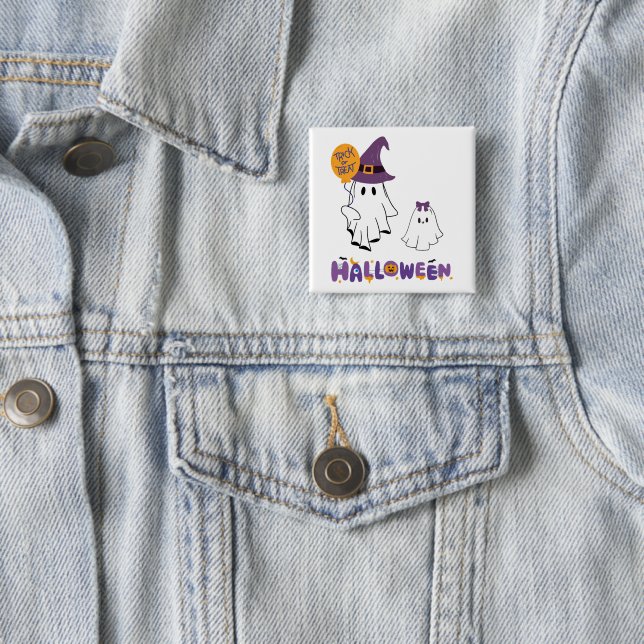 Bóton Quadrado 5.08cm happy halloween (In Situ)