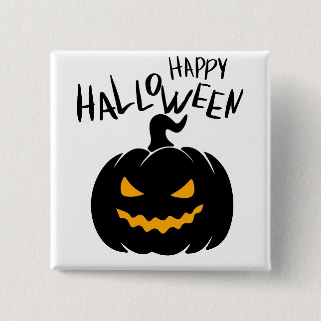 Bóton Quadrado 5.08cm Happy Halloween Badge (Frente)