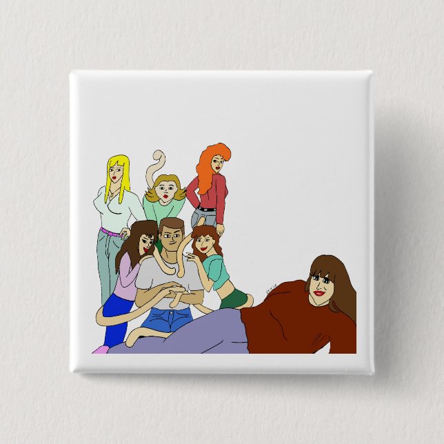 Bóton Quadrado 5.08cm harém-de-cauda (Frente)