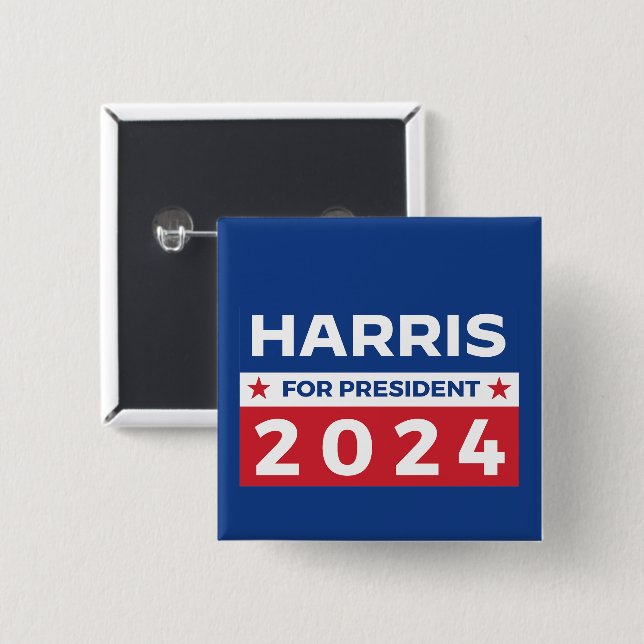 Bóton Quadrado 5.08cm Harris para Presidente 2024 (Frente & Verso)