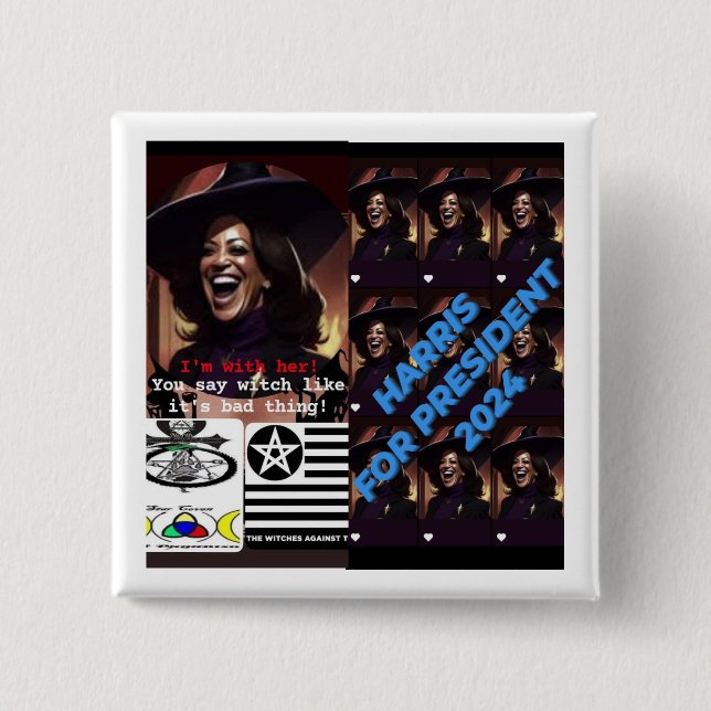 Bóton Quadrado 5.08cm Harris para Presidente Button, Standard, 2¼ polega (Frente)