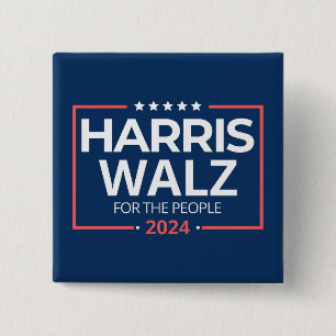 Bóton Quadrado 5.08cm Harris Waltz 2024 Eleição Kamala Harris Tim Waltz