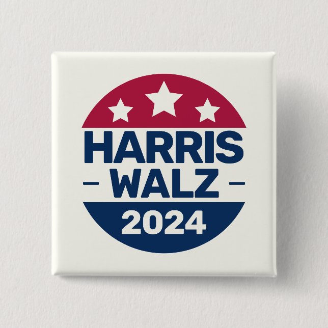 Bóton Quadrado 5.08cm Harris Walz 2024 Campanha pelo Presidente Patrióti (Frente)