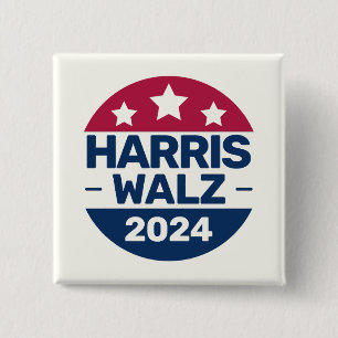 Bóton Quadrado 5.08cm Harris Walz 2024 Campanha pelo Presidente Patrióti