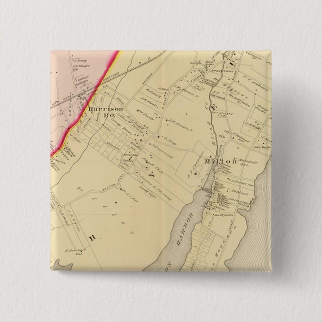 Bóton Quadrado 5.08cm Harrison, Rye, Nova York 2 (Frente)