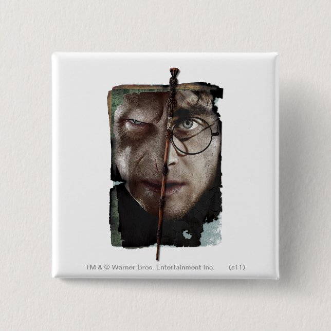 Bóton Quadrado 5.08cm Harry Potter Collage 10 (Frente)