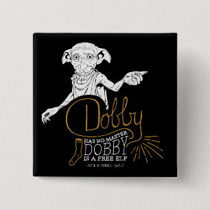 Bóton Quadrado 5.08cm Harry Potter   Dobby Não Tem Mestre