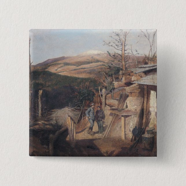 Bóton Quadrado 5.08cm Hartmanswillerkopf, vista de Roche-Sermet, 1915 (Frente)