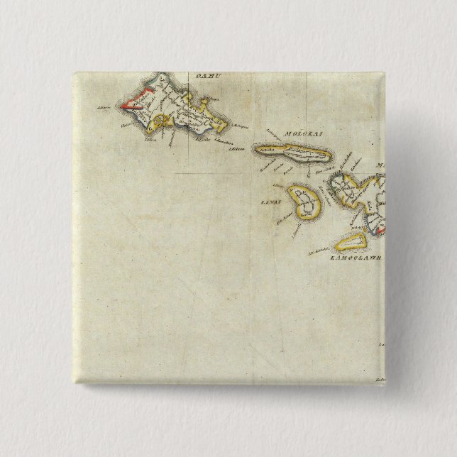 Bóton Quadrado 5.08cm Havaí 3 (Frente)