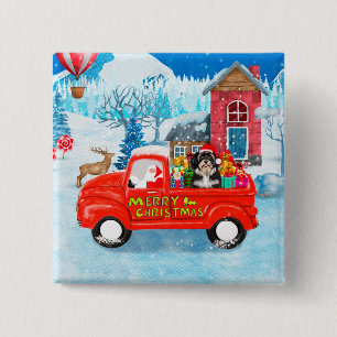 Bóton Quadrado 5.08cm Havanês Dog Christmas Delivery Truck Snow